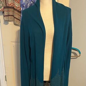 Lilly Pulitzer Tatum Open-Front Fringe Hem Cardigan, Forest Green, size L